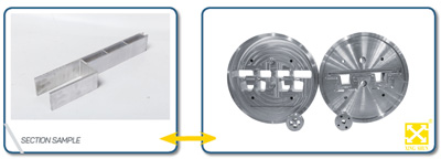 Extrusion die for body parts of rail vehicles 