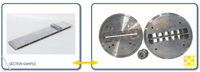 Extrusion die for body parts of rail vehicles 